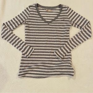 Hollister striped long sleeve v neck